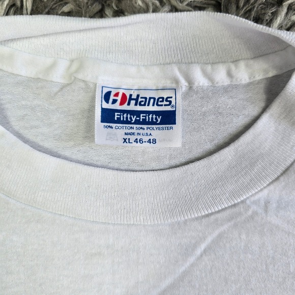 Vintage 1989 Hanes Fifty-Fifty I Survived The Heat Fashion Mall T-Shirt XL White - Picture 3 of 9